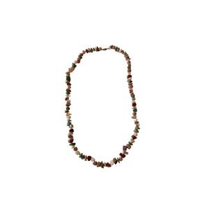 Vintage Multi Gemstone Chip Necklace Women Brown Green Tan Boho